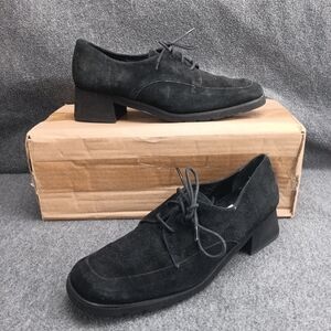 Andre Assous Featherweights Loafer Shoe Size 7 Black 1.5 Heel Faux Suede